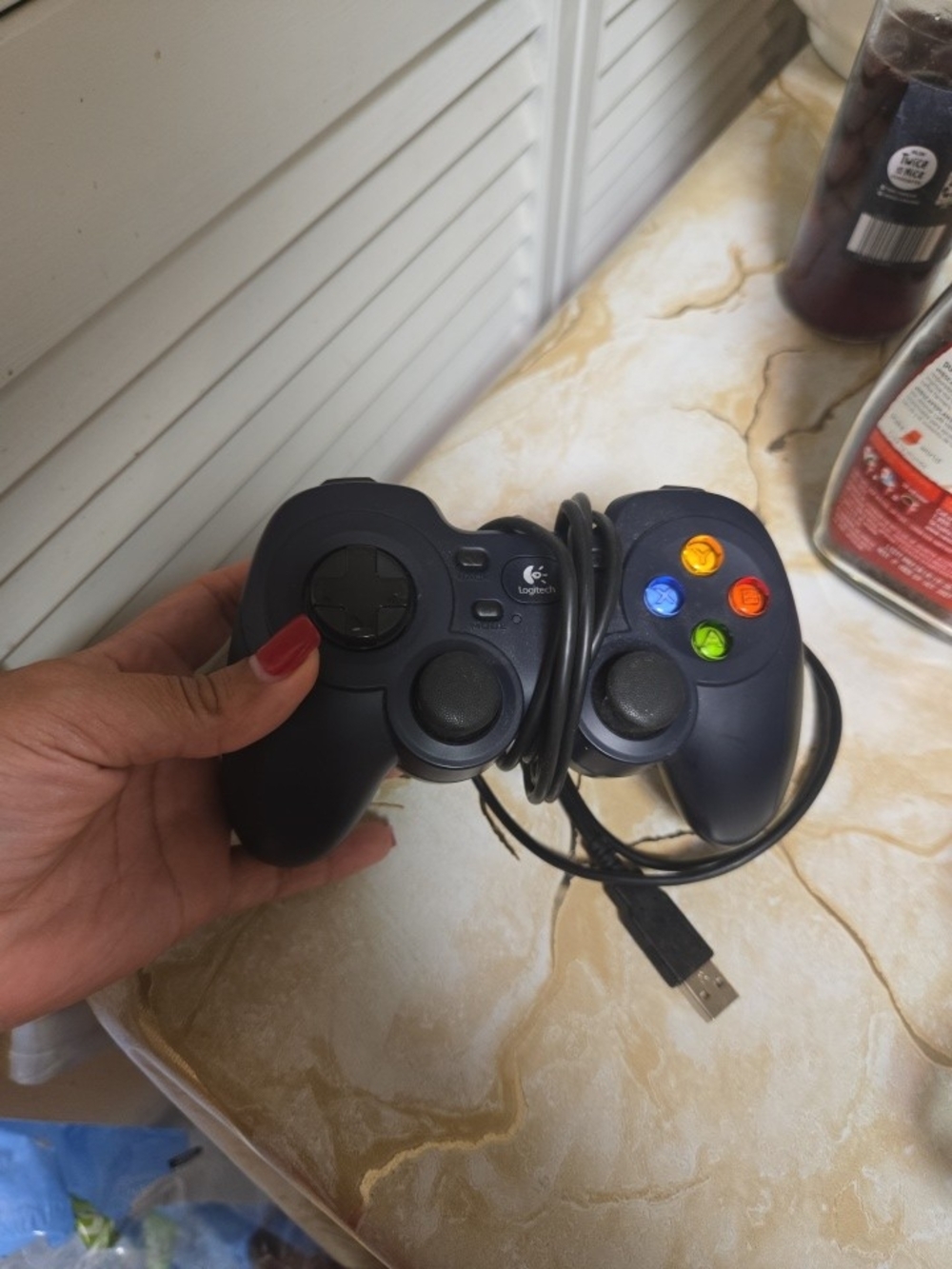 Logitech Black Wired USB Gamepad with Colored Action Buttons